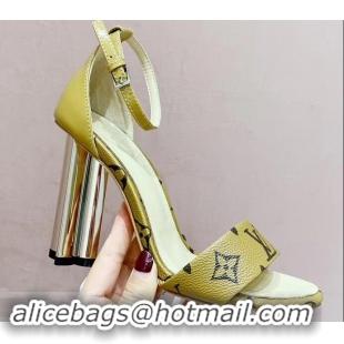 Promotional Louis Vuitton Heel 10cm Silhouette Sandals Monogram Canvas LV94916 Yellow 2019