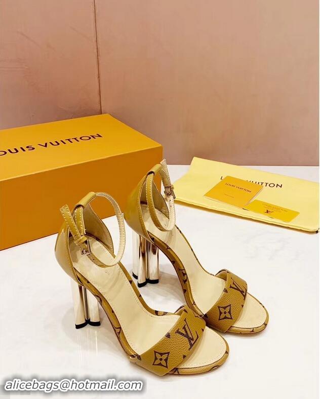 Promotional Louis Vuitton Heel 10cm Silhouette Sandals Monogram Canvas LV94916 Yellow 2019