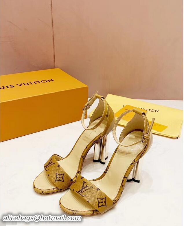 Promotional Louis Vuitton Heel 10cm Silhouette Sandals Monogram Canvas LV94916 Yellow 2019