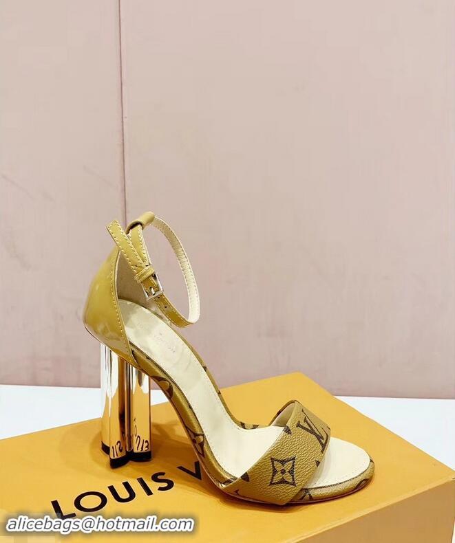 Promotional Louis Vuitton Heel 10cm Silhouette Sandals Monogram Canvas LV94916 Yellow 2019