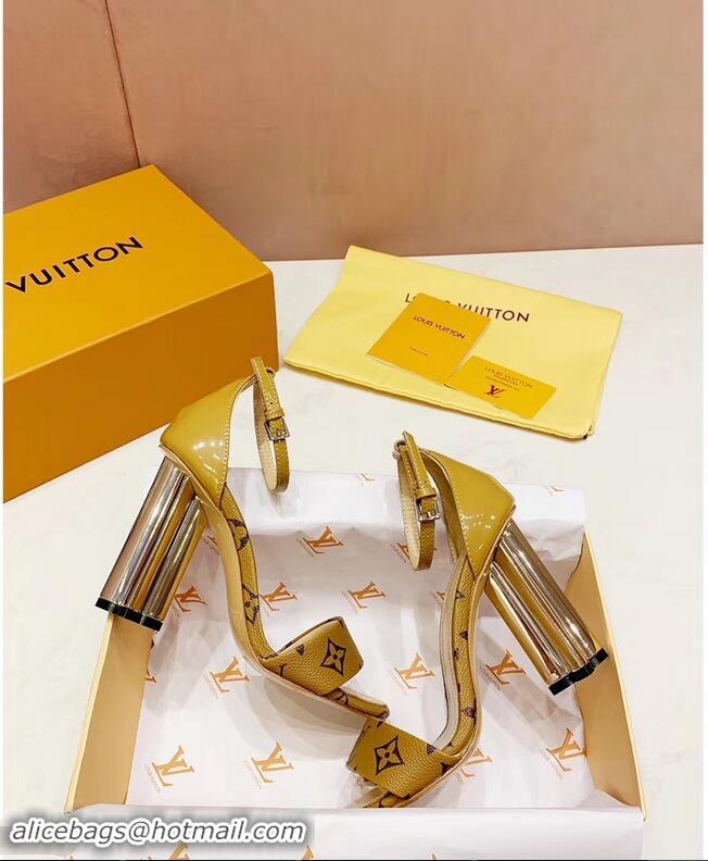 Promotional Louis Vuitton Heel 10cm Silhouette Sandals Monogram Canvas LV94916 Yellow 2019