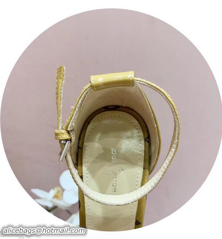 Promotional Louis Vuitton Heel 10cm Silhouette Sandals Monogram Canvas LV94916 Yellow 2019