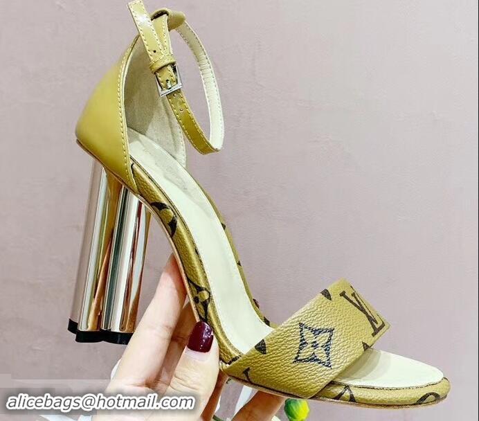 Promotional Louis Vuitton Heel 10cm Silhouette Sandals Monogram Canvas LV94916 Yellow 2019