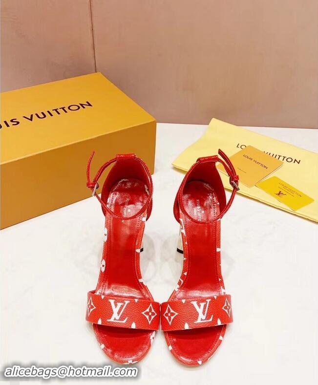 Top Design Louis Vuitton Heel 10cm Silhouette Sandals Monogram Canvas LV94916 Red 2019