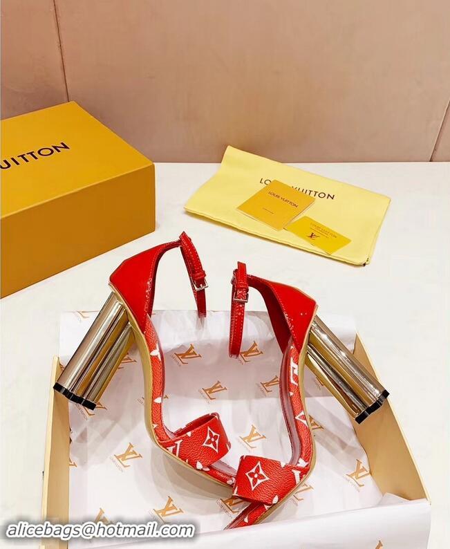 Top Design Louis Vuitton Heel 10cm Silhouette Sandals Monogram Canvas LV94916 Red 2019