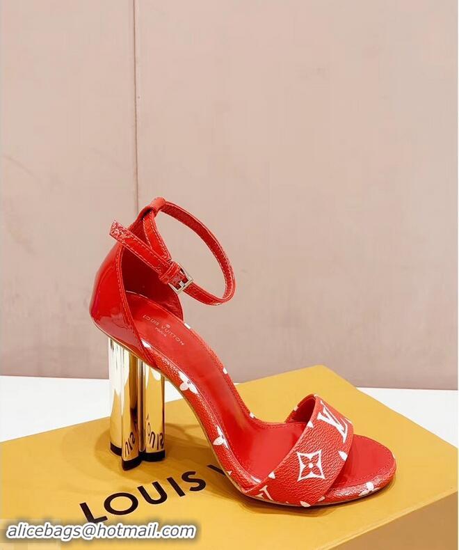 Top Design Louis Vuitton Heel 10cm Silhouette Sandals Monogram Canvas LV94916 Red 2019