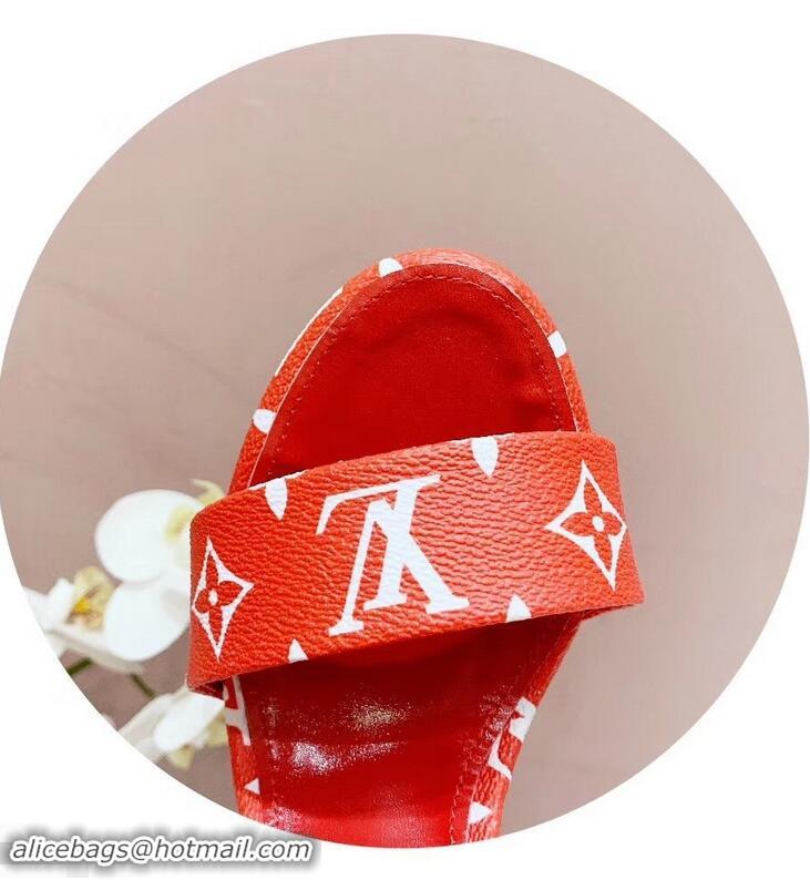 Top Design Louis Vuitton Heel 10cm Silhouette Sandals Monogram Canvas LV94916 Red 2019