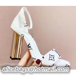 Cheap Price Louis Vuitton Heel 10cm Silhouette Sandals Monogram Canvas LV94916 White 2019