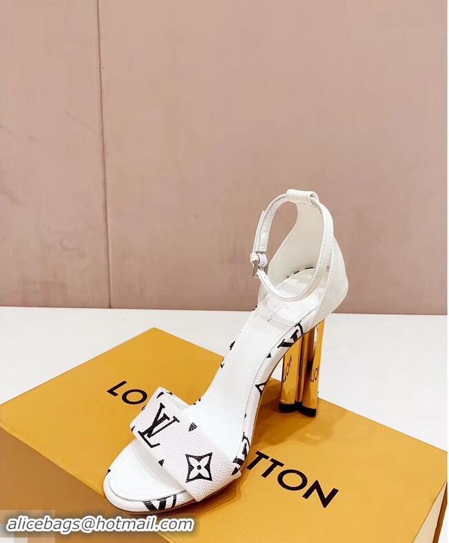 Cheap Price Louis Vuitton Heel 10cm Silhouette Sandals Monogram Canvas LV94916 White 2019