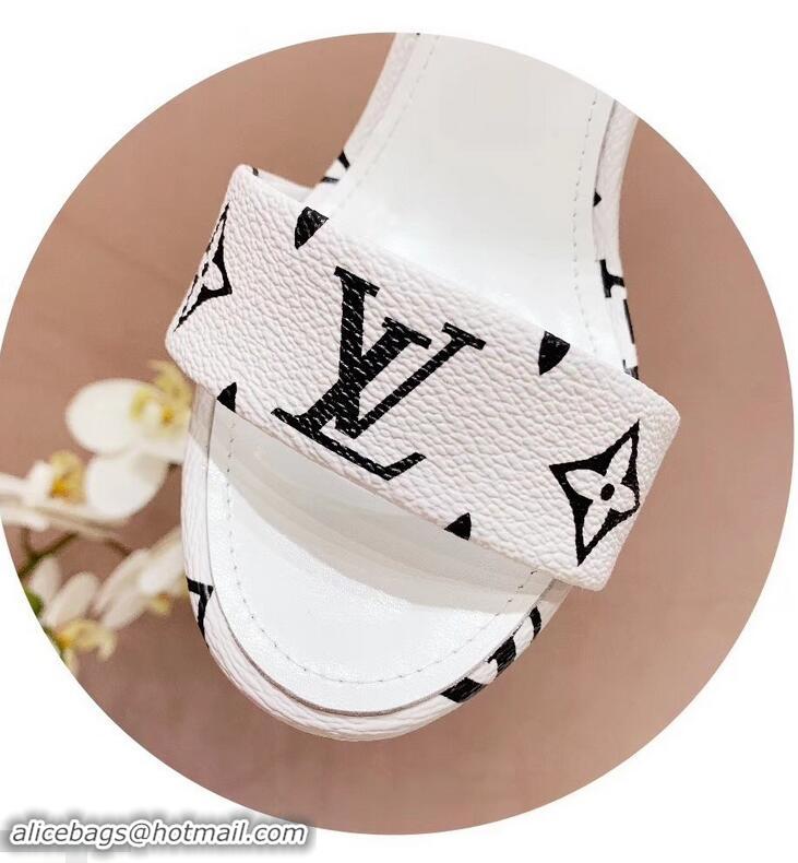 Cheap Price Louis Vuitton Heel 10cm Silhouette Sandals Monogram Canvas LV94916 White 2019