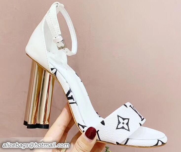 Cheap Price Louis Vuitton Heel 10cm Silhouette Sandals Monogram Canvas LV94916 White 2019