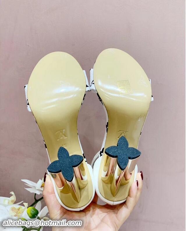 Cheap Price Louis Vuitton Heel 10cm Silhouette Sandals Monogram Canvas LV94916 White 2019