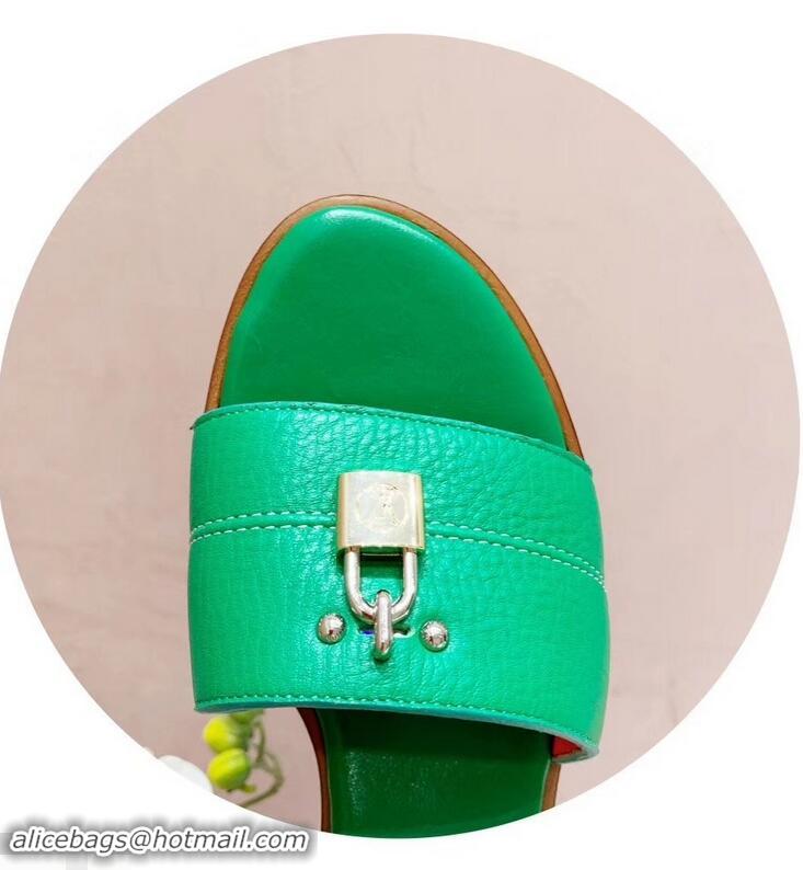 AAAAA Design Louis Vuitton Heel 4.5cm Lock It Mules LV942921 Grained Green 2019