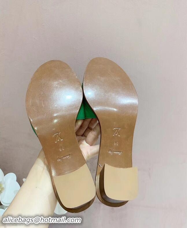 AAAAA Design Louis Vuitton Heel 4.5cm Lock It Mules LV942921 Grained Green 2019