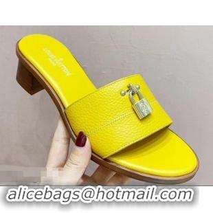 Low Price Louis Vuitton Heel 4.5cm Lock It Mules LV942921 Grained Yellow 2019