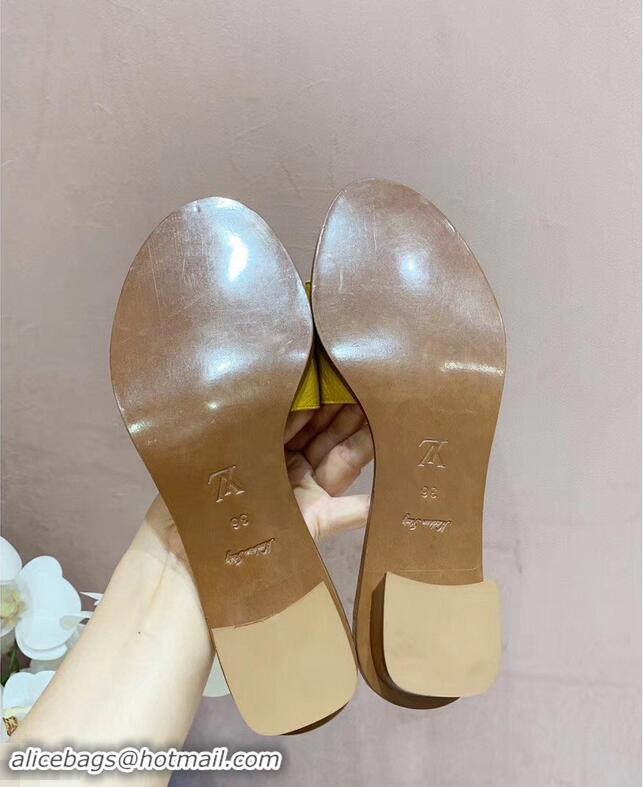 Low Price Louis Vuitton Heel 4.5cm Lock It Mules LV942921 Grained Yellow 2019