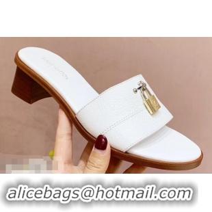 Promotional Louis Vuitton Heel 4.5cm Lock It Mules LV942921 Grained White 2019