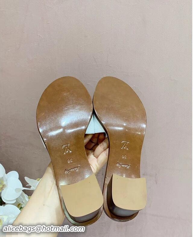 Promotional Louis Vuitton Heel 4.5cm Lock It Mules LV942921 Grained White 2019