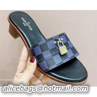 Hot Sale Louis Vuitton Heel 4.5cm Lock It Mules LV94292 Damier Graphite Canvas 2019