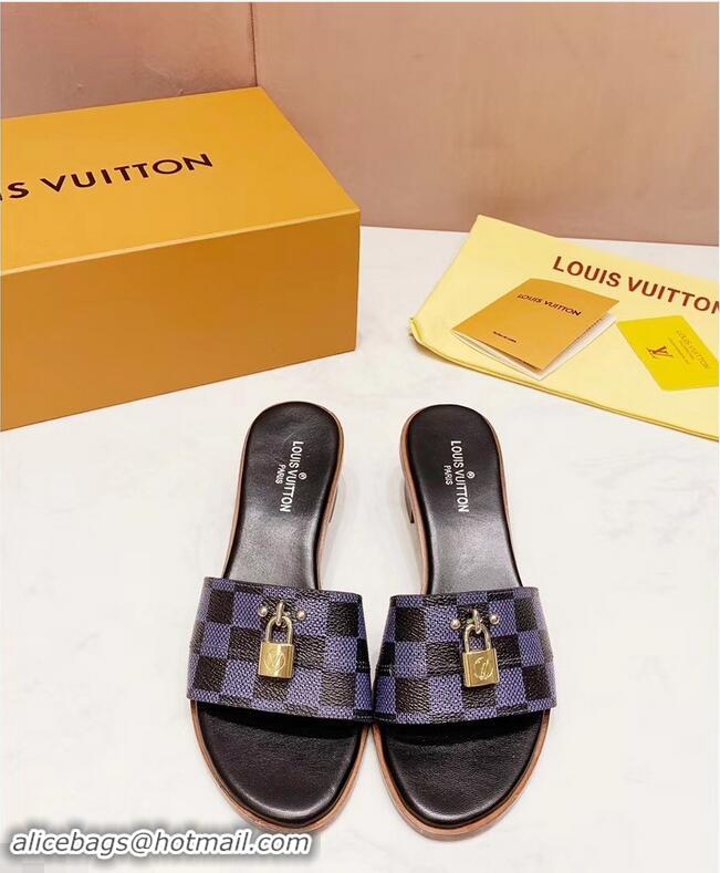 Hot Sale Louis Vuitton Heel 4.5cm Lock It Mules LV94292 Damier Graphite Canvas 2019