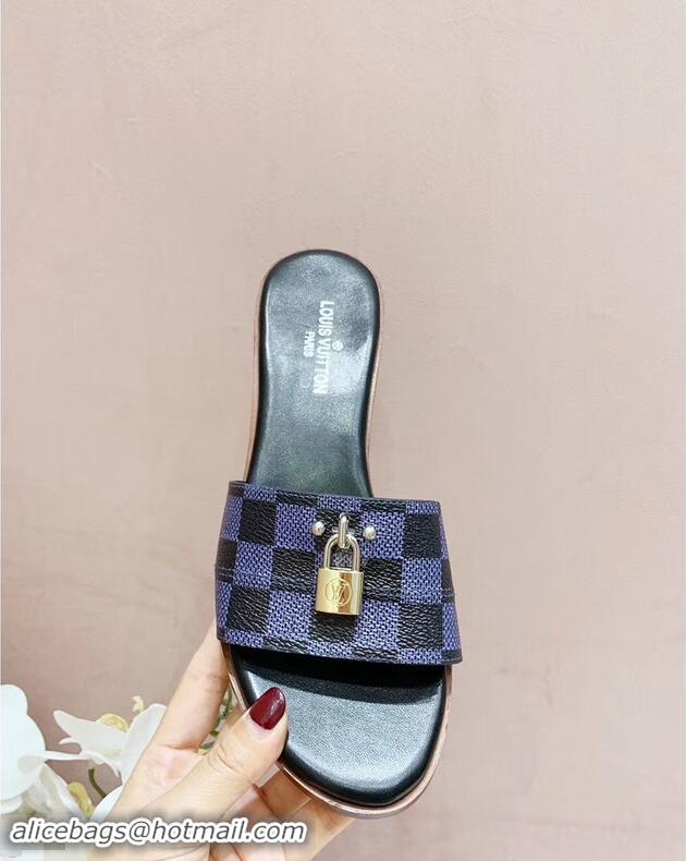 Hot Sale Louis Vuitton Heel 4.5cm Lock It Mules LV94292 Damier Graphite Canvas 2019