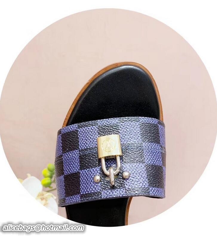 Hot Sale Louis Vuitton Heel 4.5cm Lock It Mules LV94292 Damier Graphite Canvas 2019