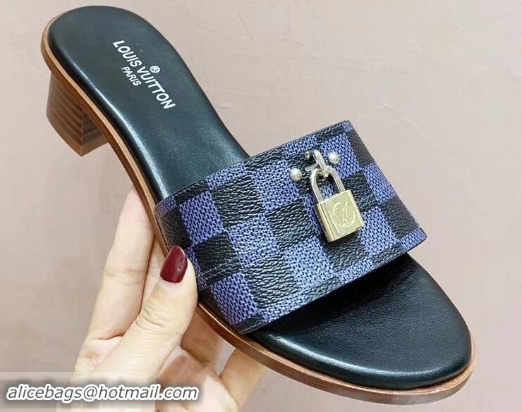 Hot Sale Louis Vuitton Heel 4.5cm Lock It Mules LV94292 Damier Graphite Canvas 2019