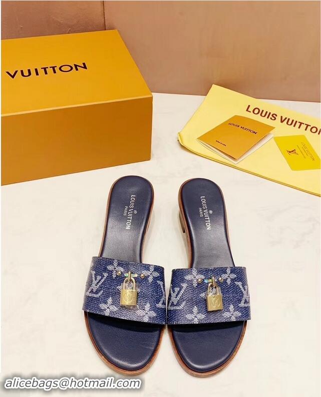 Discount Louis Vuitton Heel 4.5cm Lock It Mules LV94292 Monogram Denim 2019