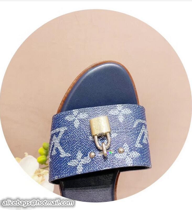 Discount Louis Vuitton Heel 4.5cm Lock It Mules LV94292 Monogram Denim 2019