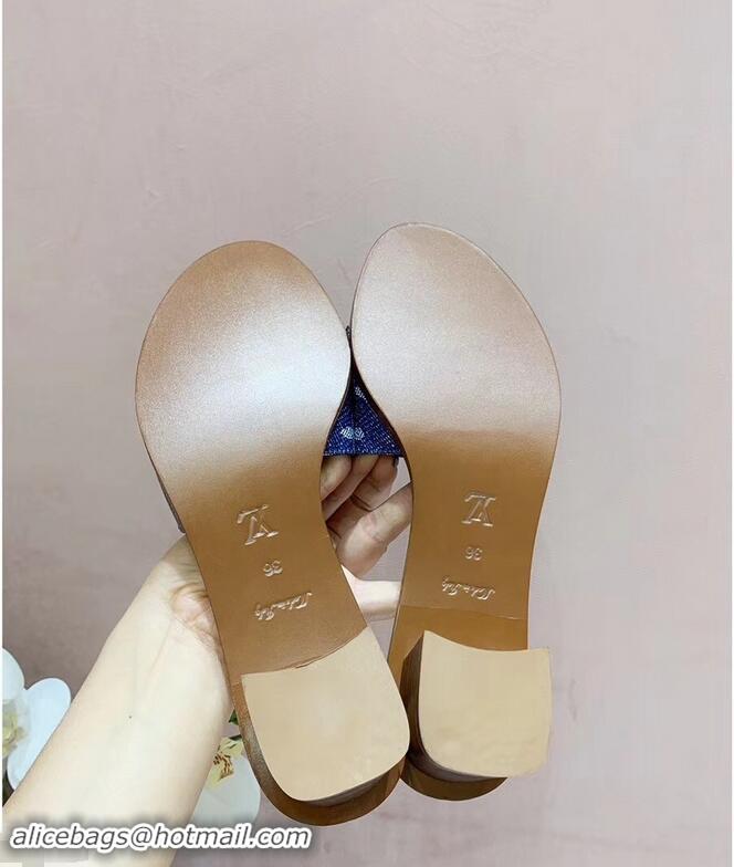 Discount Louis Vuitton Heel 4.5cm Lock It Mules LV94292 Monogram Denim 2019