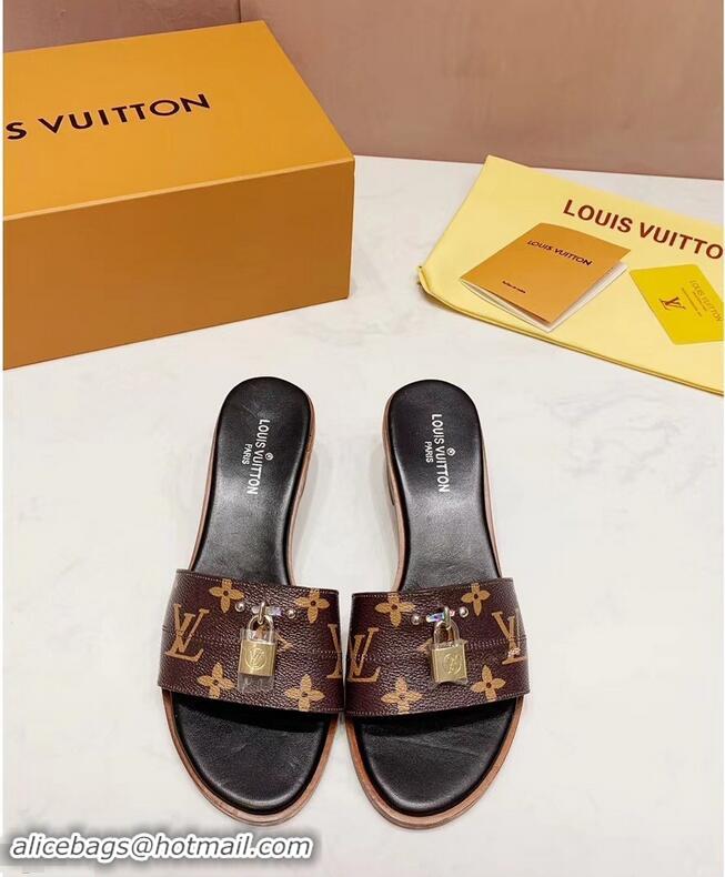 Faux Louis Vuitton Heel 4.5cm Lock It Mules LV94292 Monogram Canvas 2019