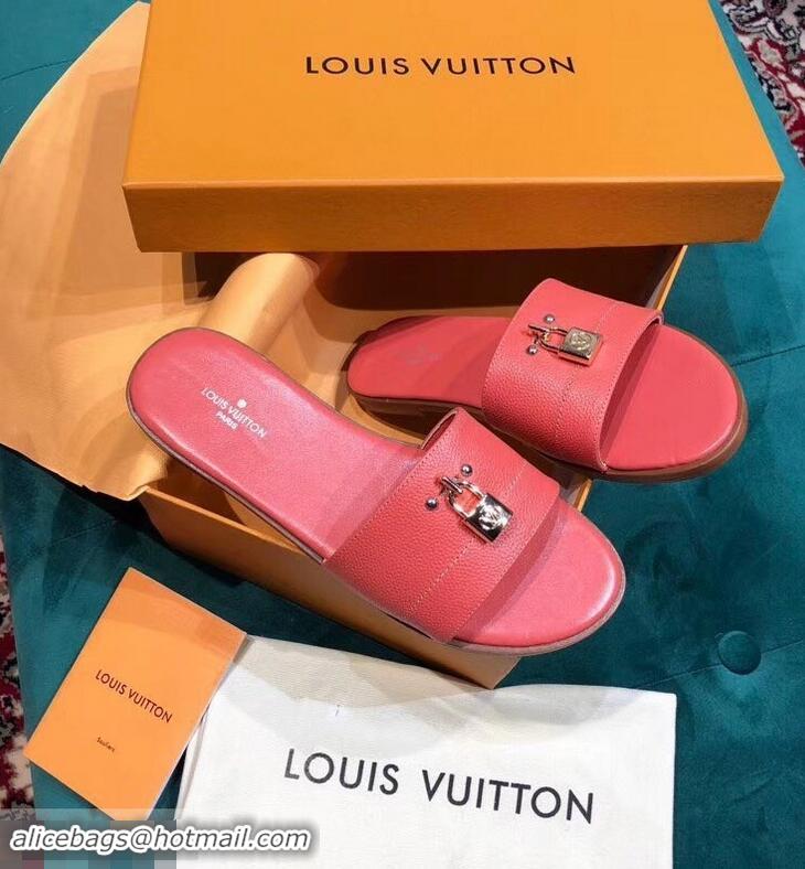 Cheapest Louis Vuitton Lock It Flat Mules LV94901 Grained Red 2019