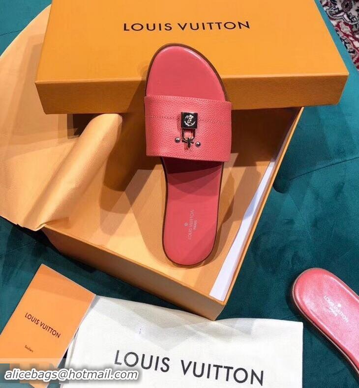 Cheapest Louis Vuitton Lock It Flat Mules LV94901 Grained Red 2019