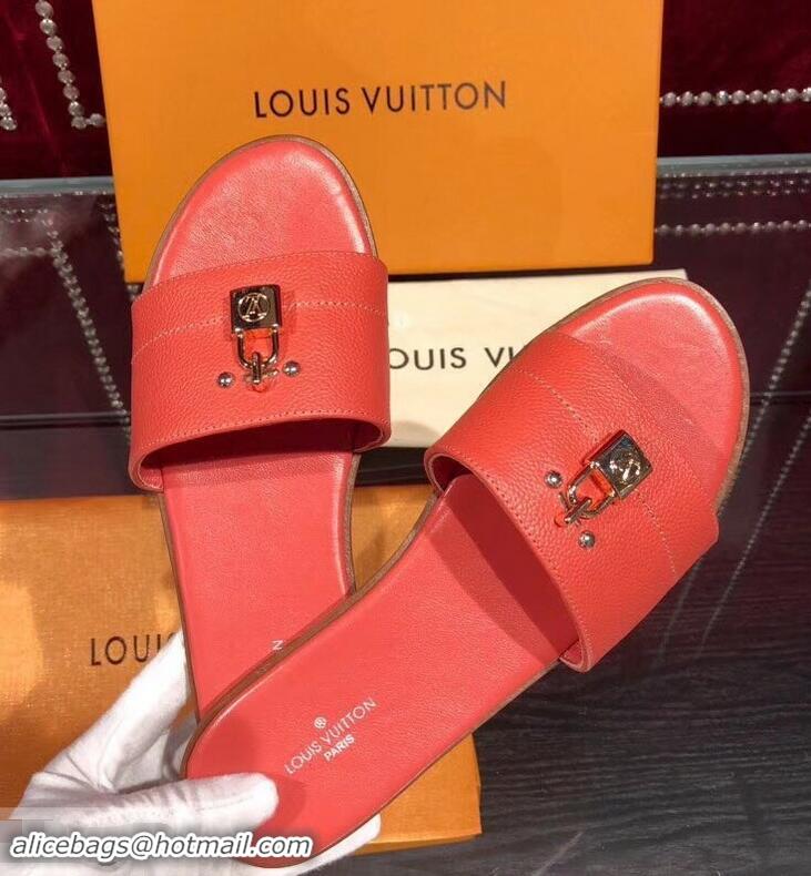 Cheapest Louis Vuitton Lock It Flat Mules LV94901 Grained Red 2019