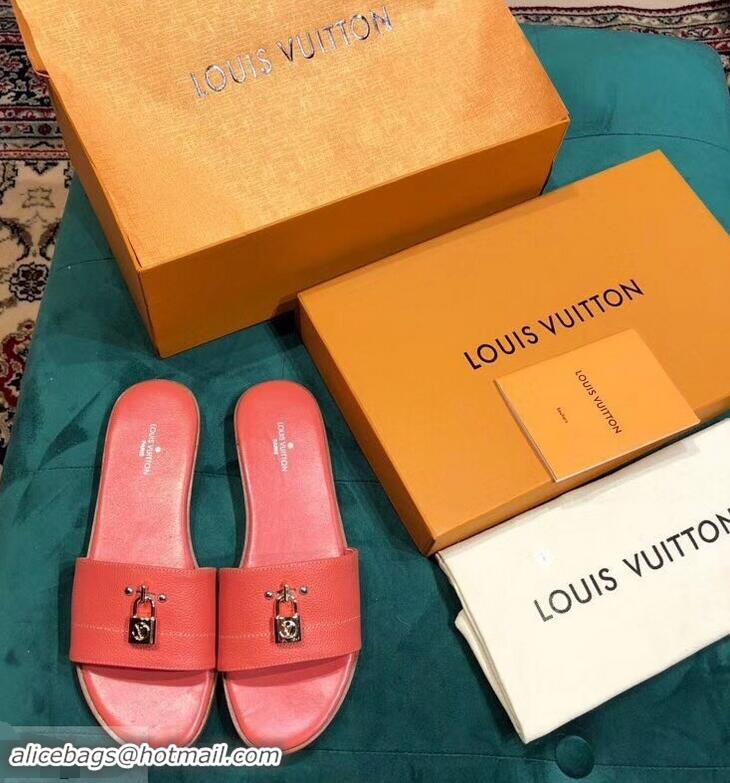 Cheapest Louis Vuitton Lock It Flat Mules LV94901 Grained Red 2019