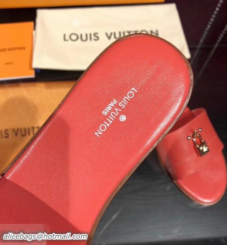 Cheapest Louis Vuitton Lock It Flat Mules LV94901 Grained Red 2019