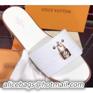 Buy Good Price Louis Vuitton Lock It Flat Mules LV94901 Grained White 2019