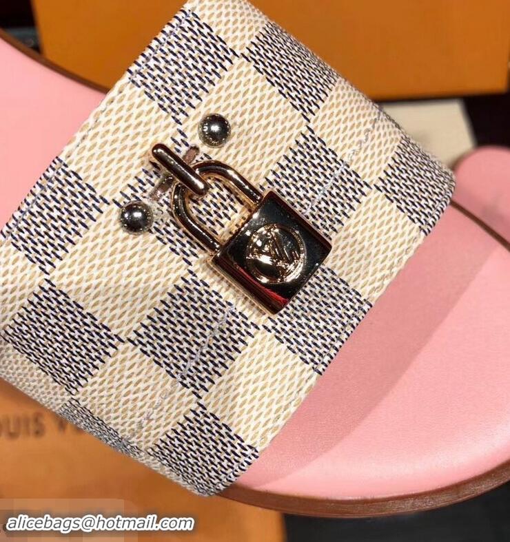 Imitation Charming Louis Vuitton Lock It Flat Mules LV94905 Damier Azur Canvas 2019