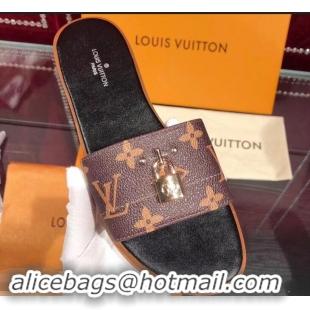 Inexpensive Charming Louis Vuitton Lock It Flat Mules LV94905 Monogram Canvas 2019