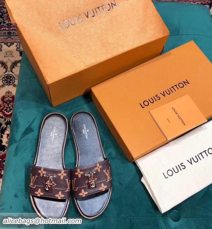 Inexpensive Charming Louis Vuitton Lock It Flat Mules LV94905 Monogram Canvas 2019