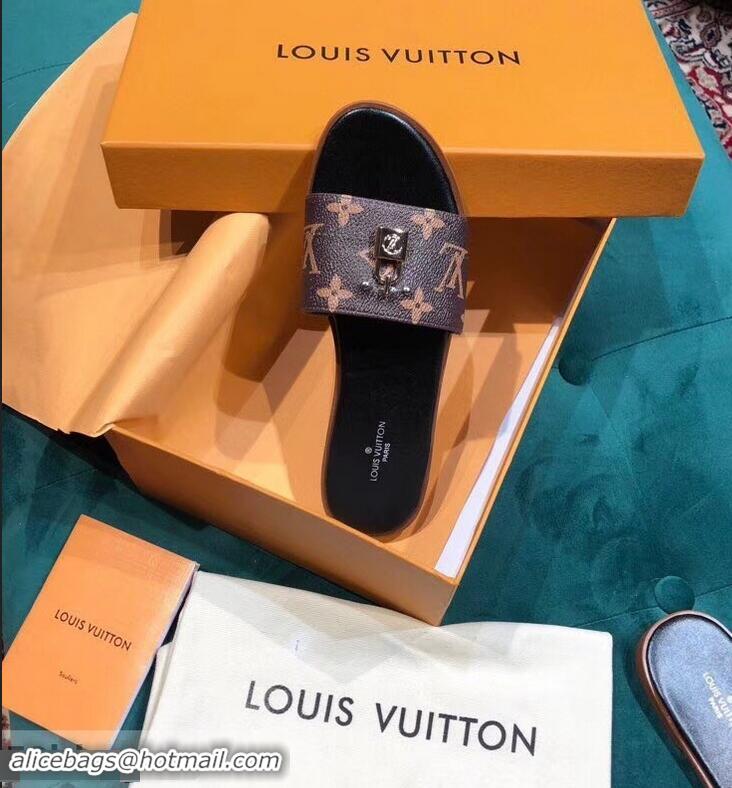 Inexpensive Charming Louis Vuitton Lock It Flat Mules LV94905 Monogram Canvas 2019