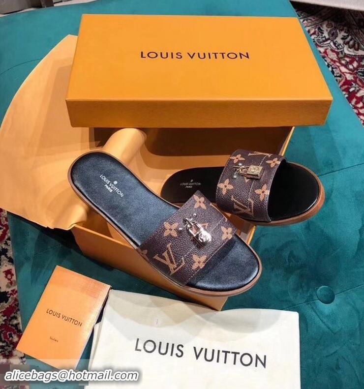 Inexpensive Charming Louis Vuitton Lock It Flat Mules LV94905 Monogram Canvas 2019