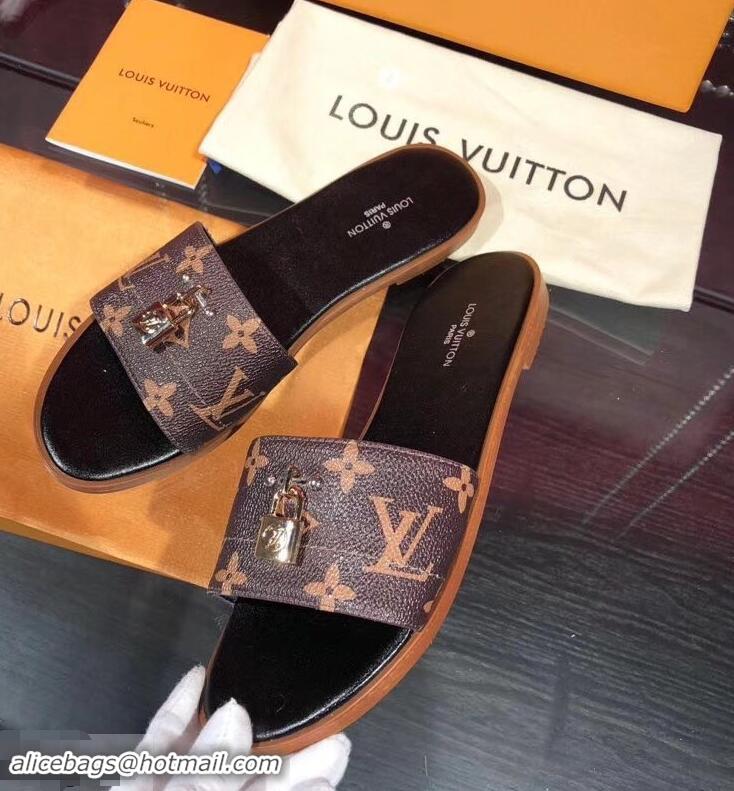 Inexpensive Charming Louis Vuitton Lock It Flat Mules LV94905 Monogram Canvas 2019