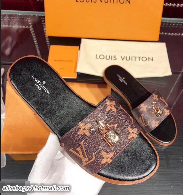 Inexpensive Charming Louis Vuitton Lock It Flat Mules LV94905 Monogram Canvas 2019