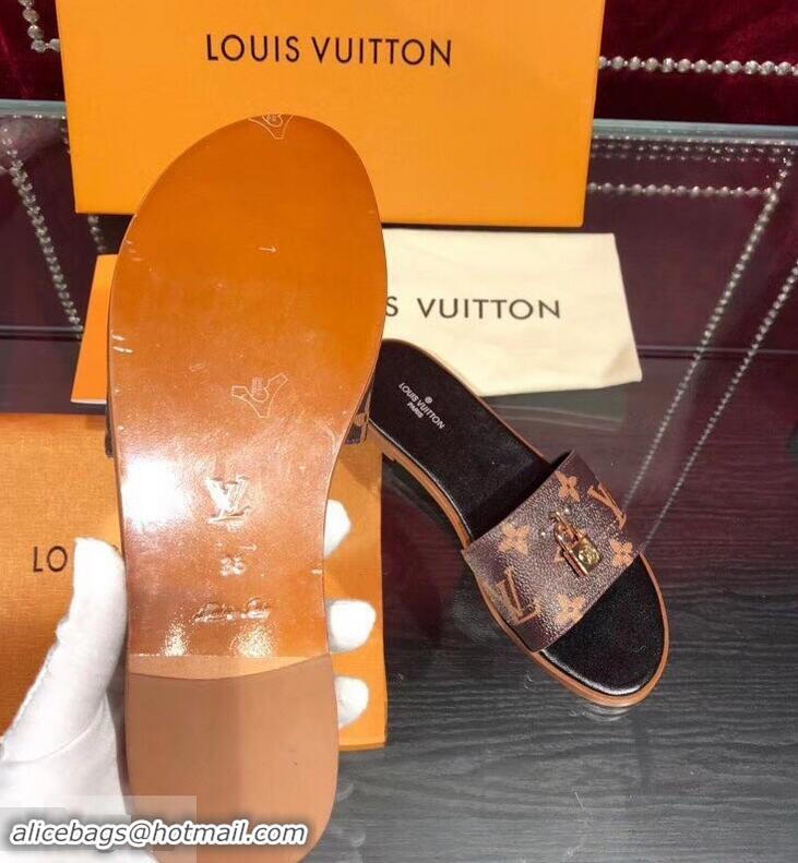 Inexpensive Charming Louis Vuitton Lock It Flat Mules LV94905 Monogram Canvas 2019