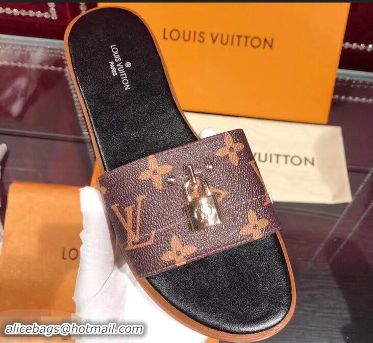 Inexpensive Charming Louis Vuitton Lock It Flat Mules LV94905 Monogram Canvas 2019