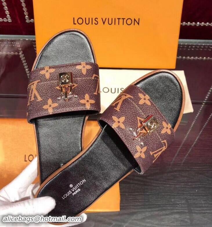 Inexpensive Charming Louis Vuitton Lock It Flat Mules LV94905 Monogram Canvas 2019