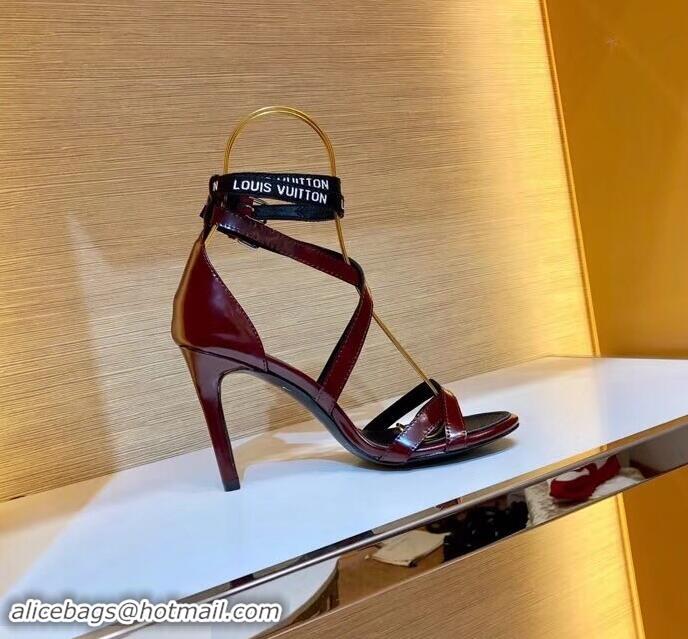 Hot Sell Louis Vuitton Heel 10cm Call Back Sandals LV95602 Burgundy 2019