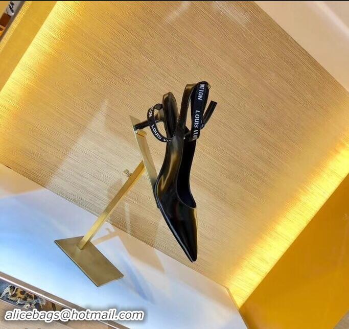 Affordable Price Louis Vuitton Heel 5cm Call Back Open Back Pumps LV95606 Black 2019