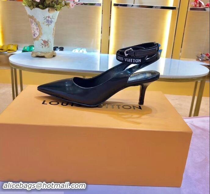 Affordable Price Louis Vuitton Heel 5cm Call Back Open Back Pumps LV95606 Black 2019